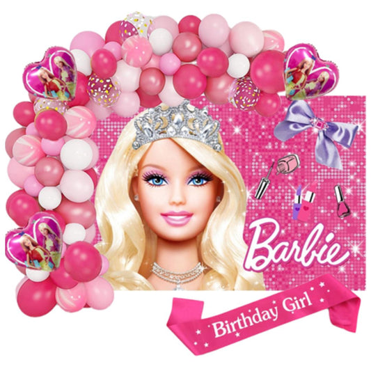 BARBIE BALLOON GARLAND KIT Pack of 255 and 1 Backdrop - Live Shopping Tours