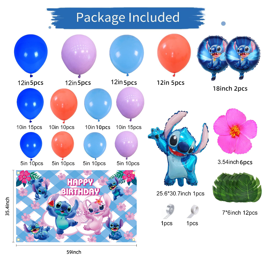 STICH BALLOON GARLAND KIT Pack of 233 and 1 Backdrop - Live Shopping Tours