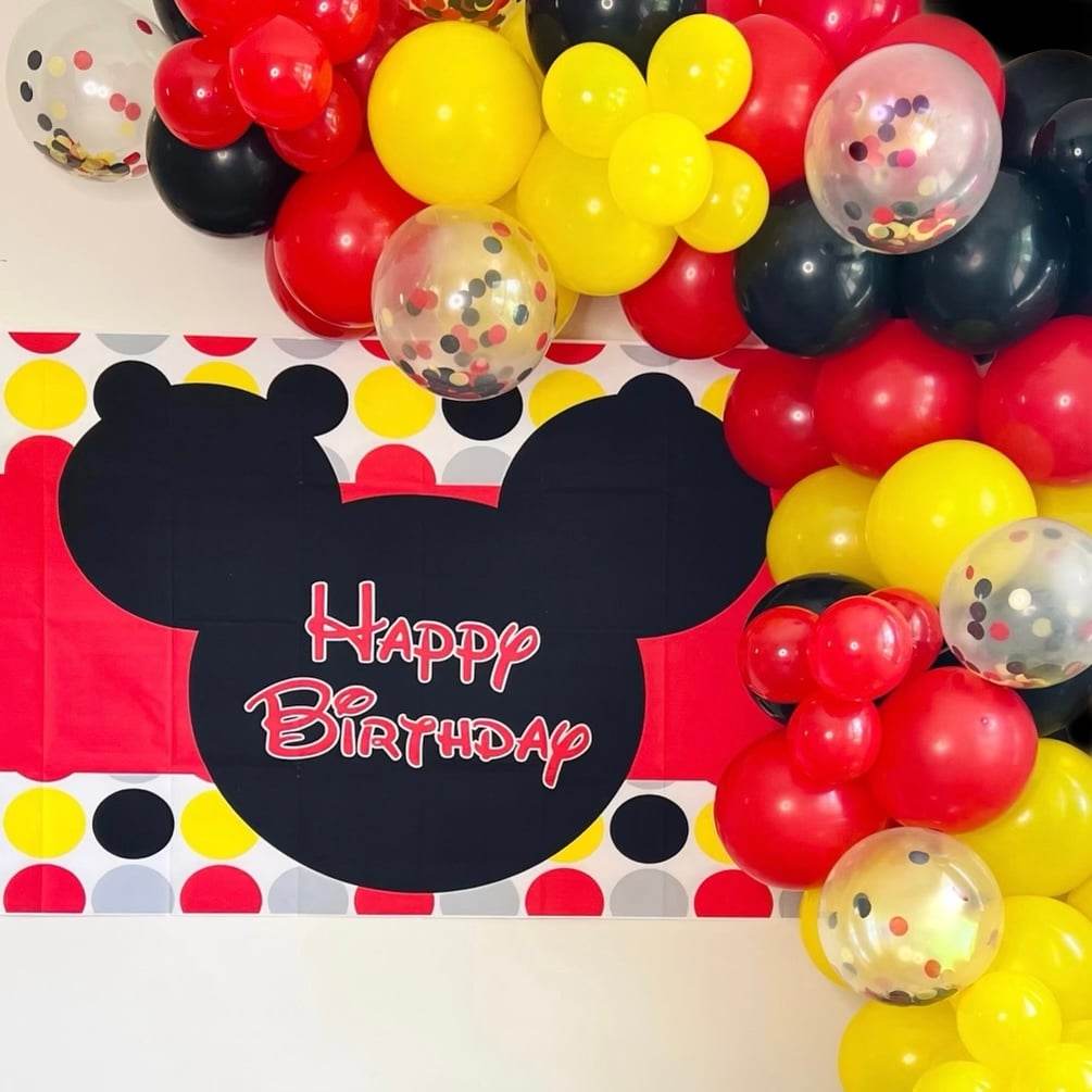 MICKEY MOUSE BALLOON GARLAND KIT Pack of 227 and 1 Backdrop - Live Shopping Tours