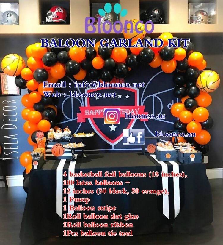 Basketball Orange and Black Balloon Garland - Live Shopping Tours