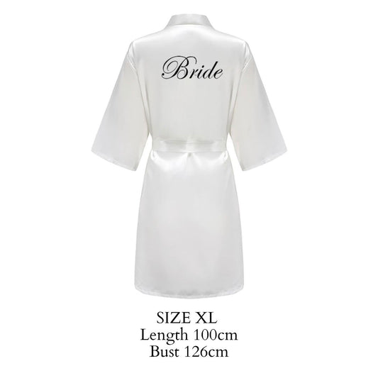 White Bridal Robe with black text - Live Shopping Tours