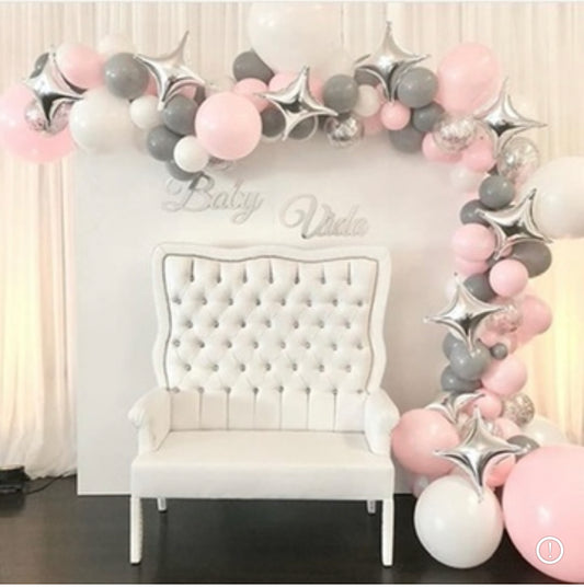 Pink, Grey and Silver Balloon Garland - Live Shopping Tours