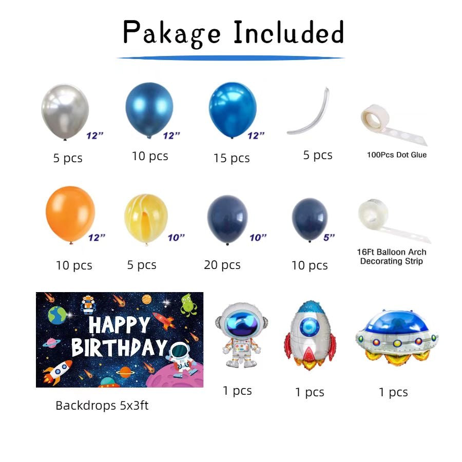 SPACE BALLOON GARLAND KIT Pack of 9 and 1 Backdrop - Live Shopping Tours