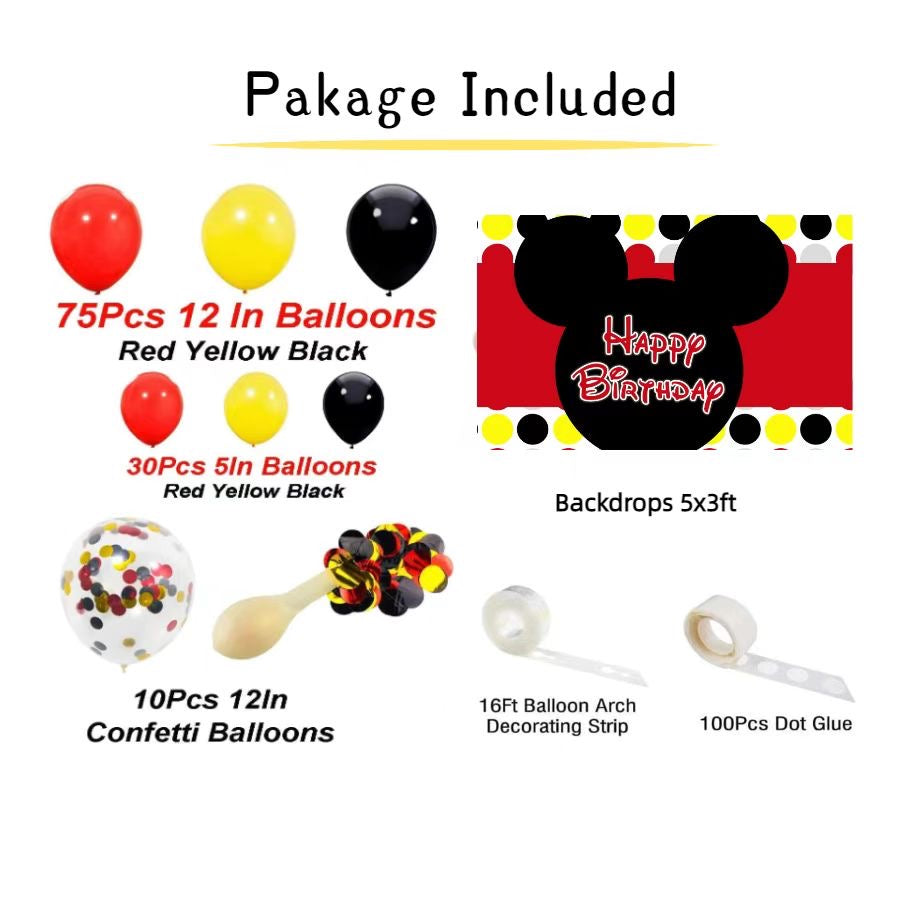 MICKEY MOUSE BALLOON GARLAND KIT Pack of 227 and 1 Backdrop - Live Shopping Tours