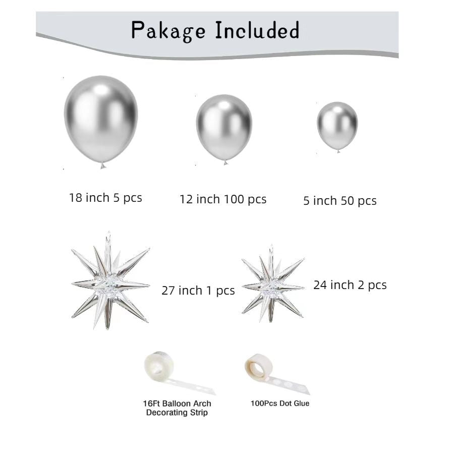 SILVER THEME BALLOON GARLAND KIT Pack of 160 - Live Shopping Tours