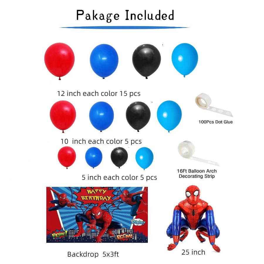 SPIDERMAN BALLOON GARLAND KIT Pack of 216 and 1 Backdrop - Live Shopping Tours